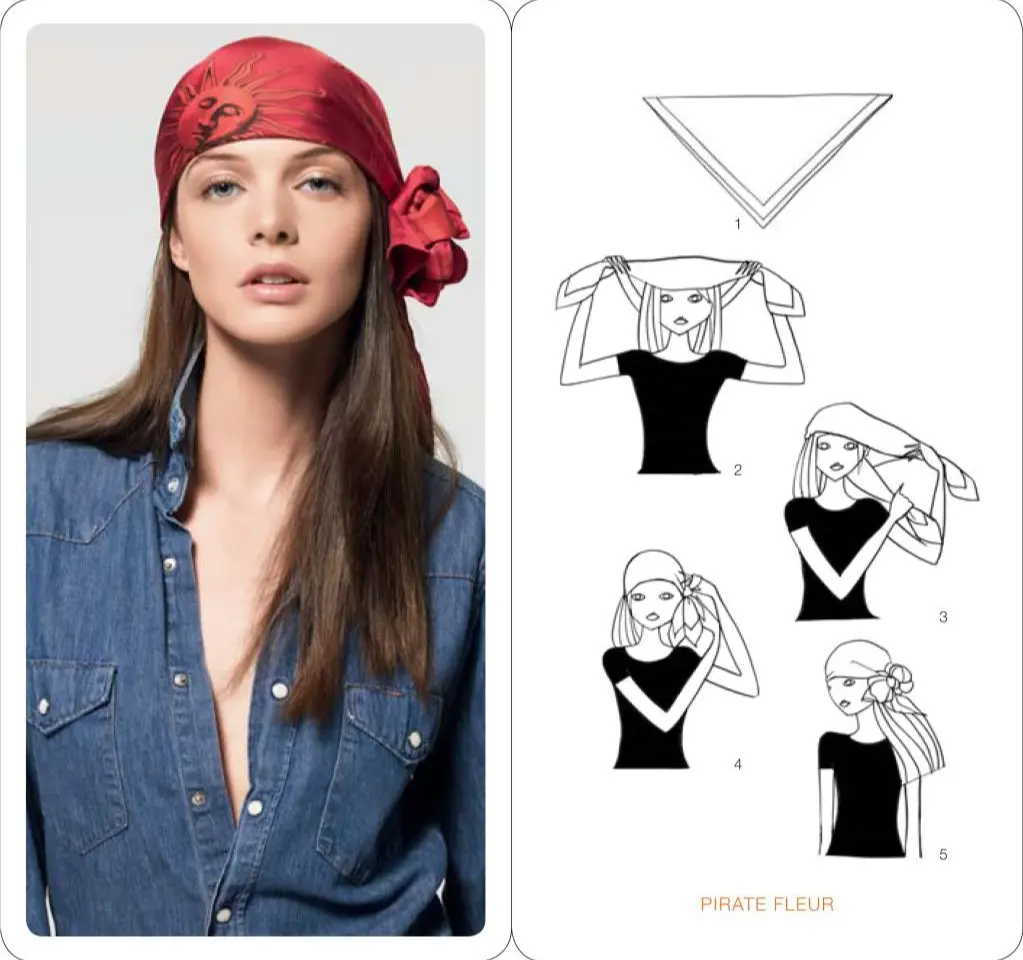 A girl is showing How To Tie A Pirate Head Scarf