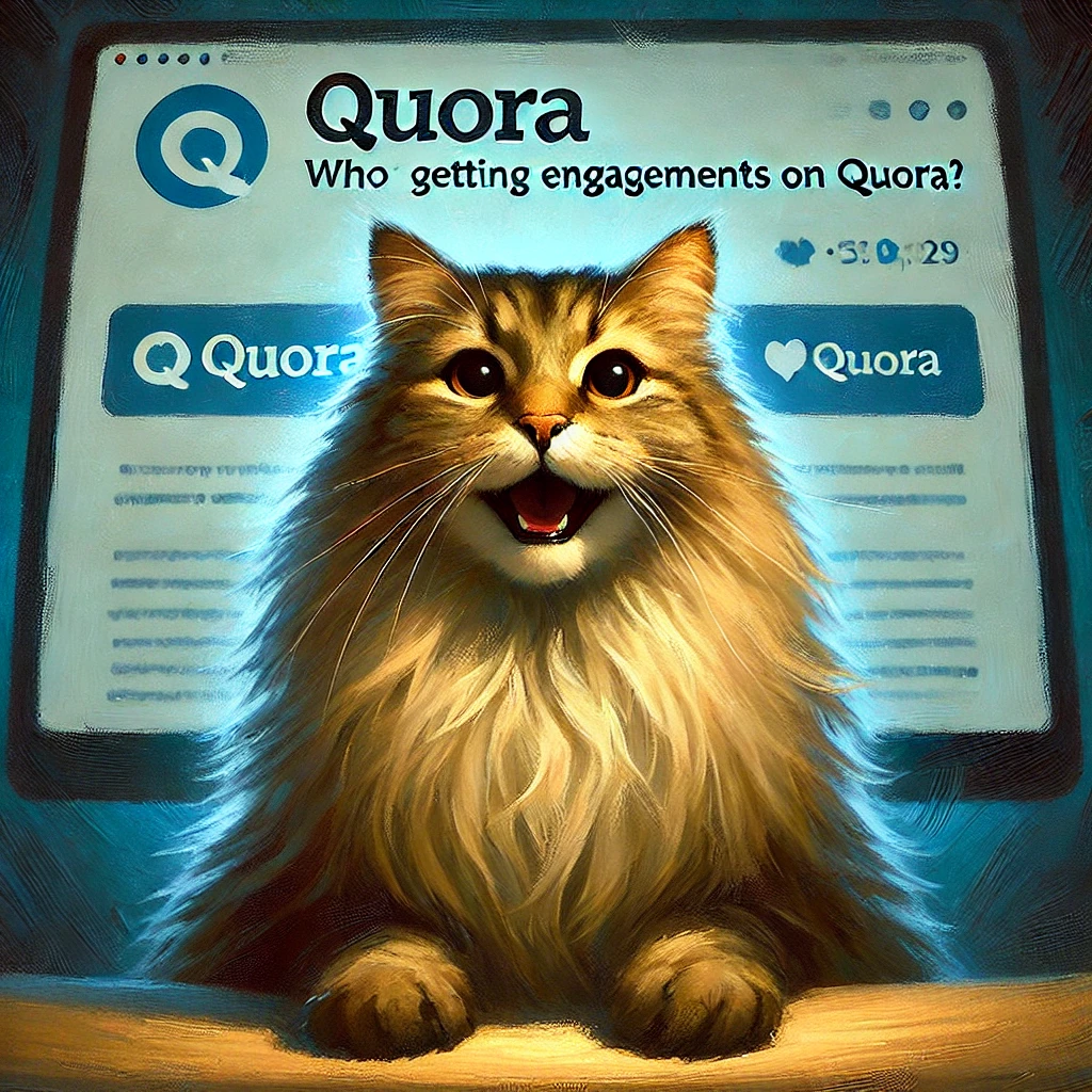 a cat enjoying his virality on Quora from using our SEO tips