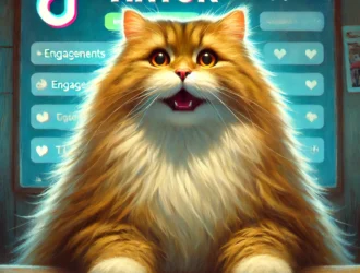 a cat enjoying his virality on TikTok from using our SEO tips