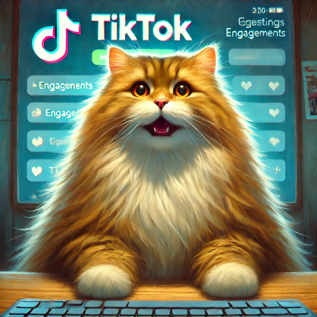 a cat enjoying his virality on TikTok from using our SEO tips