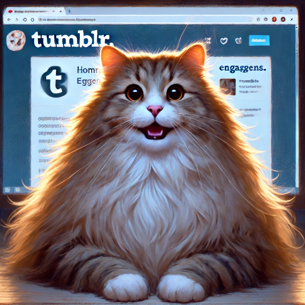 a cat enjoying his virality on Tumblr from using our SEO tips